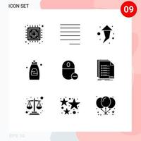 9 User Interface Solid Glyph Pack of modern Signs and Symbols of remove hardware up gadget soap Editable Vector Design Elements