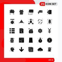 Set of 25 Commercial Solid Glyphs pack for emergency success document efforts business Editable Vector Design Elements