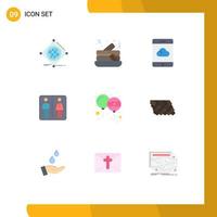 9 Flat Color concept for Websites Mobile and Apps holi balloon backup hotel elevator Editable Vector Design Elements