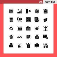 Group of 25 Modern Solid Glyphs Set for insurance play positions game steering Editable Vector Design Elements