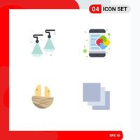 Pack of 4 Modern Flat Icons Signs and Symbols for Web Print Media such as earrings bird creative mobile spring Editable Vector Design Elements