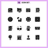 paquete de iconos de vector de stock de 16 signos y símbolos de línea para el almacenamiento de libros de horneado calendario de direcciones elementos de diseño de vectores editables