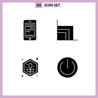 4 User Interface Solid Glyph Pack of modern Signs and Symbols of mobile grow coding ecommerce seed Editable Vector Design Elements