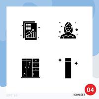 4 Creative Icons Modern Signs and Symbols of analysis user money dancer living Editable Vector Design Elements