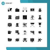 paquete de iconos de vector de stock de 25 signos y símbolos de línea para elementos de diseño de vector editables de video de otoño de cuerda de error de escarabajo de acción de gracias