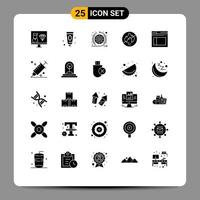 25 Universal Solid Glyph Signs Symbols of secure construction agile fire no fire Editable Vector Design Elements