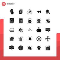 User Interface Pack of 25 Basic Solid Glyphs of reverse arrow invoice loudspeaker megaphone Editable Vector Design Elements