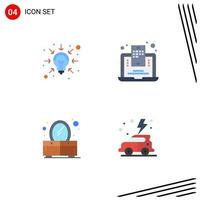 Group of 4 Modern Flat Icons Set for business dresser solutions blogging earth Editable Vector Design Elements