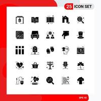 Modern Set of 25 Solid Glyphs Pictograph of protect house bath estate shower Editable Vector Design Elements