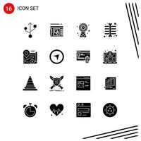 Pack of 16 Modern Solid Glyphs Signs and Symbols for Web Print Media such as cancel target energy route skeleton xray Editable Vector Design Elements