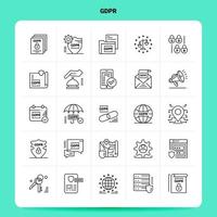 esquema 25 conjunto de iconos gdpr diseño de estilo de línea vectorial conjunto de iconos negros conjunto de pictogramas lineales diseño de ideas de negocios web y móvil ilustración vectorial vector