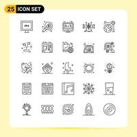 Mobile Interface Line Set of 25 Pictograms of astronomy sketch discount grid architect Editable Vector Design Elements