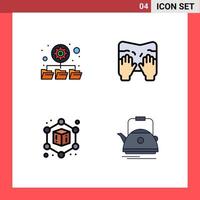 4 Thematic Vector Filledline Flat Colors and Editable Symbols of database tea massage text teapot Editable Vector Design Elements