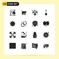 Set of 16 Modern UI Icons Symbols Signs for ui basic blueprint digging tool Editable Vector Design Elements