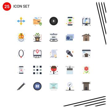 Modern Set of 25 Flat Colors and symbols such as chart kpi billiard dashboard phone Editable Vector Design Elements