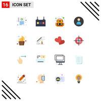 Flat Color Pack of 16 Universal Symbols of cake user energy people human Editable Pack of Creative Vector Design Elements