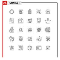 25 User Interface Line Pack of modern Signs and Symbols of designer creative bag search heart Editable Vector Design Elements