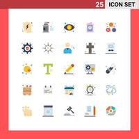 grupo de símbolos de icono universal de 25 colores planos modernos de elementos de diseño vectorial editables de tarjeta linda de dólar de invitación de reloj vector