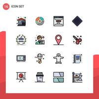 Mobile Interface Flat Color Filled Line Set of 16 Pictograms of fast page business error develop Editable Creative Vector Design Elements