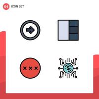 User Interface Pack of 4 Basic Filledline Flat Colors of arrow secure user interface layout crowdfund Editable Vector Design Elements