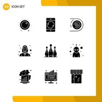 Universal Icon Symbols Group of 9 Modern Solid Glyphs of woman avatar devices endless cycle Editable Vector Design Elements