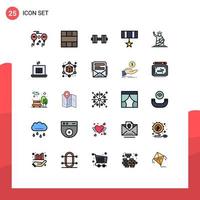 Set of 25 Modern UI Icons Symbols Signs for landmarks badge workspace award weight Editable Vector Design Elements