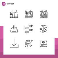 Stock Vector Icon Pack of 9 Line Signs and Symbols for export empty music document box Editable Vector Design Elements