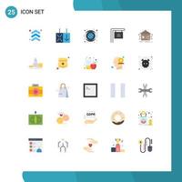 Group of 25 Flat Colors Signs and Symbols for smart home eye automation house Editable Vector Design Elements