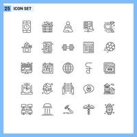 paquete de iconos vectoriales de stock de 25 signos y símbolos de línea para educación de graduación búsqueda rápida elementos de diseño vectorial editables web vector