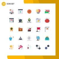 Pictogram Set of 25 Simple Flat Colors of conversation rgb quicklinks structure company Editable Vector Design Elements