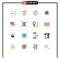 16 Thematic Vector Flat Colors and Editable Symbols of chat networking head business processor Editable Pack of Creative Vector Design Elements