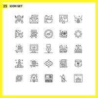 25 iconos creativos signos y símbolos modernos de sobre de comunicación con el cliente dieta proteica elementos de diseño vectorial editables vector
