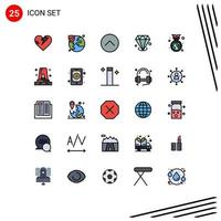 Universal Icon Symbols Group of 25 Modern Filled line Flat Colors of environment earth day media player badge investment Editable Vector Design Elements