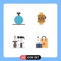 4 Universal Flat Icons Set for Web and Mobile Applications stopwatch screwdriver count time clock advertising Editable Vector Design Elements