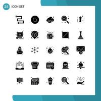 Editable Vector Line Pack of 25 Simple Solid Glyphs of forward text gallery seo keyword Editable Vector Design Elements