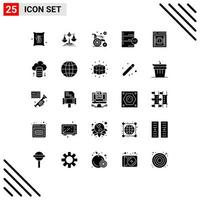 Pictogram Set of 25 Simple Solid Glyphs of internet delete medical database base Editable Vector Design Elements