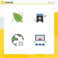 Set of 4 Commercial Flat Icons pack for environment database bookmark tag server Editable Vector Design Elements