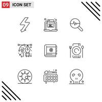 Pictogram Set of 9 Simple Outlines of book pen graphic drawing art Editable Vector Design Elements