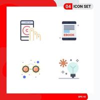 Pack of 4 Modern Flat Icons Signs and Symbols for Web Print Media such as click glasses smartphone electronic book artificial intelligence Editable Vector Design Elements