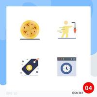 Group of 4 Modern Flat Icons Set for fast food dollar business goal browser Editable Vector Design Elements