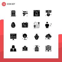 Pictogram Set of 16 Simple Solid Glyphs of decoration hand alert click sale Editable Vector Design Elements