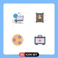 4 Universal Flat Icon Signs Symbols of access share remote farm social Editable Vector Design Elements