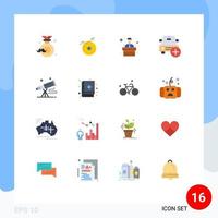 Pictogram Set of 16 Simple Flat Colors of telescope binoculars presentation vehicles more Editable Pack of Creative Vector Design Elements