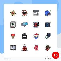 conjunto de 16 iconos de interfaz de usuario modernos signos de símbolos para el gráfico de conciencia de ubicación de negocios de cáncer mundial elementos de diseño de vectores creativos editables