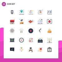 User Interface Pack of 25 Basic Flat Colors of file graph sparkling failure business Editable Vector Design Elements