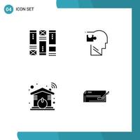 Pack of 4 creative Solid Glyphs of wireframing automation idea mind smart Editable Vector Design Elements