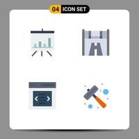 Set of 4 Modern UI Icons Symbols Signs for analytics slider checkpoint road hammer Editable Vector Design Elements