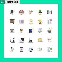 25 User Interface Flat Color Pack of modern Signs and Symbols of design cap experiment hat headset Editable Vector Design Elements