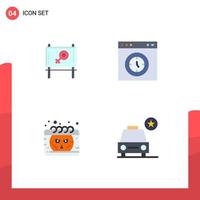 Mobile Interface Flat Icon Set of 4 Pictograms of board date browser speedometer smiley Editable Vector Design Elements