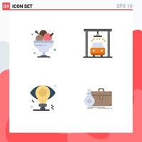 Editable Vector Line Pack of 4 Simple Flat Icons of cafe eye ice cream service idea Editable Vector Design Elements